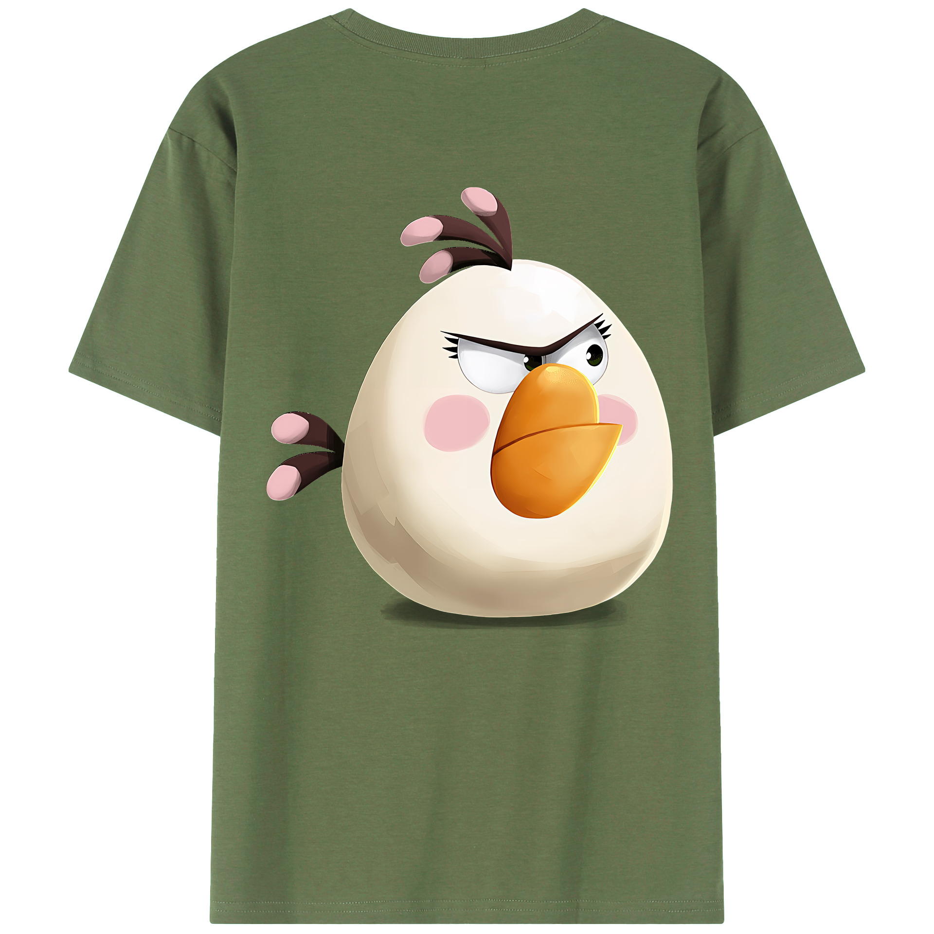 （画像用） Angry Birds アングリーバード 綿100％ メンズ半袖Tシャツ（バックプリント） 通気性